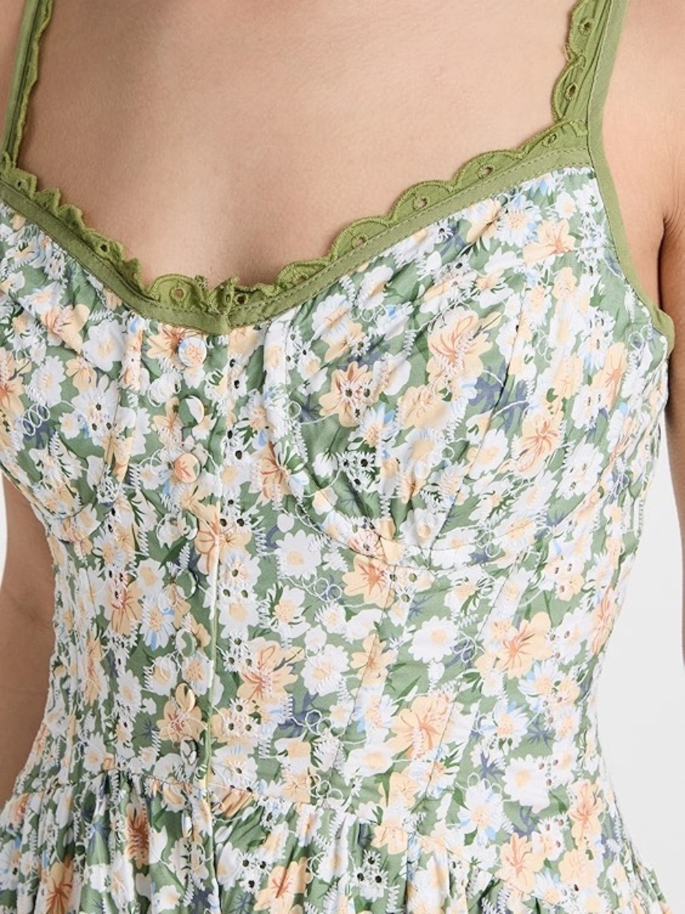Astr green floral maxi dress with cream and peach accents - Picture 3 of 9